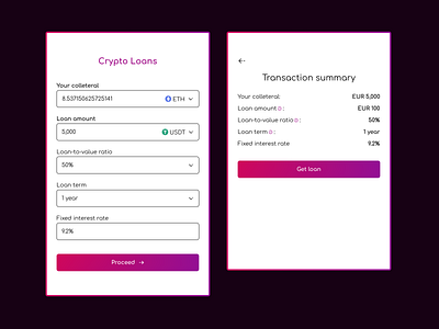 Lending app modal blockchain crypto lending app lending modal ui ui design