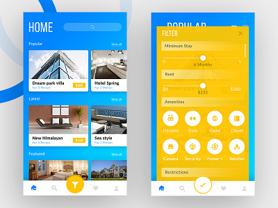 Rent a House.. clean filter home material minimal mobile ui uidesign