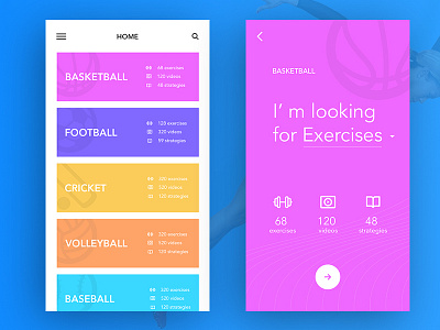 Sport UI flat flatdesign mobileui sport exercises sport ui sportui ui uidesign uiuxdesign