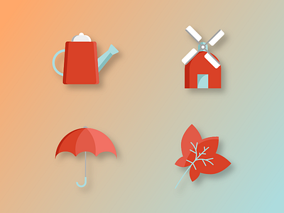 Autumn Icons autumn gradient icons leaf mill umbrella watering