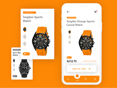 Imported watches app UI clean colors flat minimal mobileui