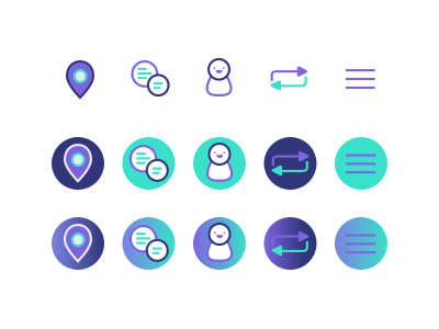 Icons set blue debut first shot flat gradient icon illustration simple web