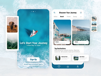 Let's Start Your Journey - App Design app branding design designer graphic design illustration photography travel ui ux vector