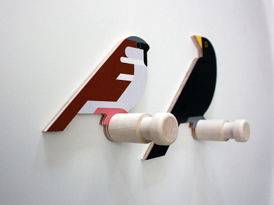 Sparrow & Blackbird wooden wall hooks