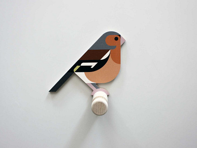 Wooden Finch wall hook 45degrees bird birds cnc finch geometric minimal vector vink vogel walldecor walldecoration wallhook wood