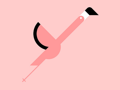 Flying pink flamingo