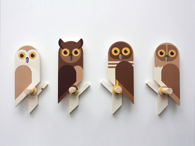 Owlets, wooden wall hooks cnc hooks hoot owlet owls simple vector wallhook wood
