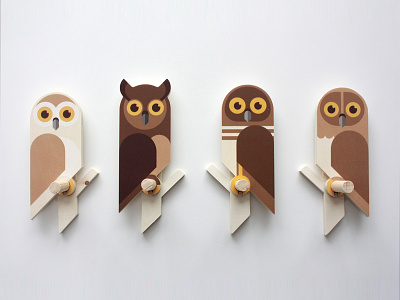 Owlets, wooden wall hooks