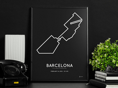 2016 Barcelona Marathon course poster barcalona black marathon marathon course marato minimalistic poster vector