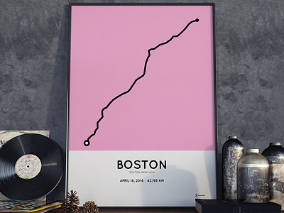 2016 Boston Marathon course print