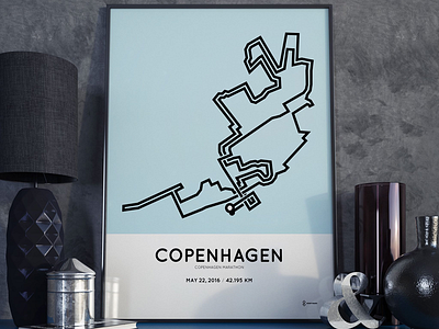 2016 Copenhagen Marathon course print blue copenhagen course framed marathon minimal minimalistic poster print vectors