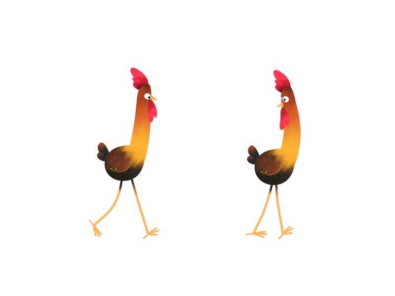 Rooster walk 2d 3d animation app branding character colours design explainer video funny gifs icon illustration illustrations india lighting logo rooster vector walk cycle