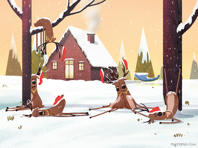 Reindeers, post Christmas! 2d 3d animation app branding character christmas colours design explainer video icon illustration illustrations india lighting reindeers ui vector web website