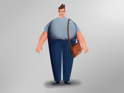 FAT GUY 2d aftereffects animation bag bigman branding character design explainer video fat guy illustration illustrations india lighting man office vector