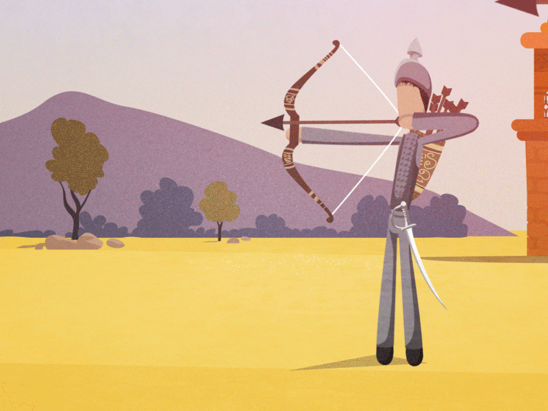 Let's battle! 2d aftereffects animation bow bow and arrow character cricket design explainer video fight ground helmet history illustration illustrations india king lighting war warcraft