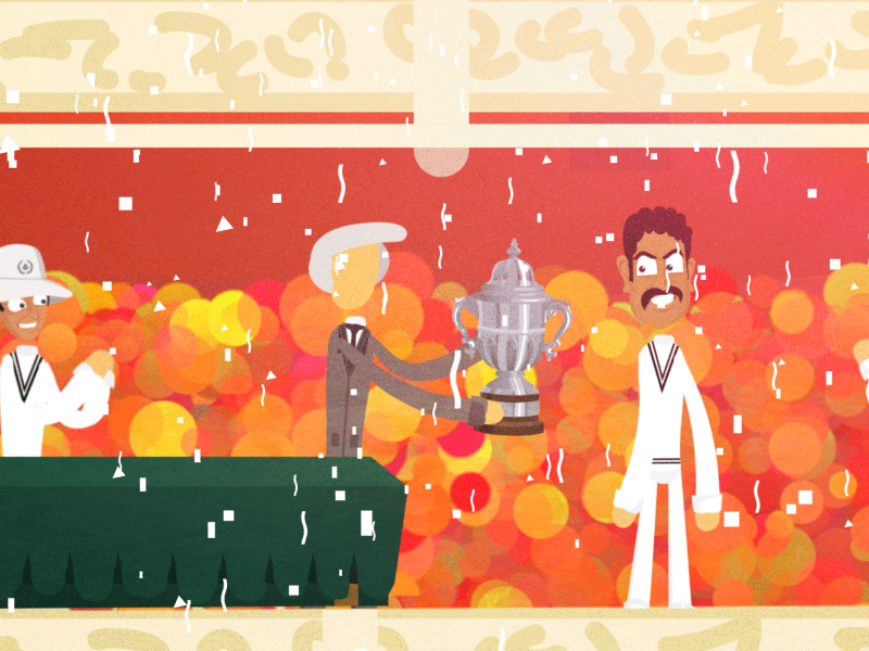 Kapil Dev Grabs The World Cup 2d aftereffects animation character cheers clap cricket design explainer video game gif illustration illustrations india indian match sports support win winner