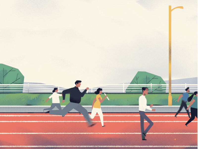 Relay Running aftreeffcts aniamtion animate animation branding character charcater design explainer video fly illustration illustrations india relay run running running game character sports stadium track