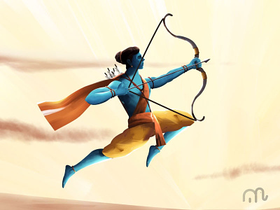 Rama takes aim 2d 2d animation aftereffect aim animation beast blue bluedefeat bow and arrow character diwali enjoy explainer video fly gif history illustrations india motion rama ravana