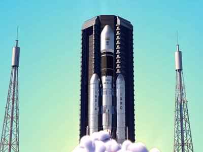 Chandrayaan-2 --- On the way to the Moon 2d 3d 3d animation 3d artist 3d modelling aftereffects animation branding chandrayaan 2 cinema 4d design explainer video india launch lighting modelling nation rocket sucess vector
