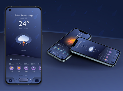 Weather application 3d app design ui ux weather