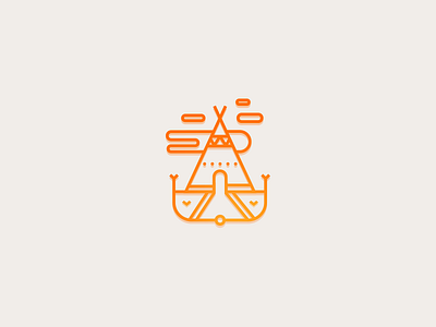 Little Teepee icon lines orange smoke teepee