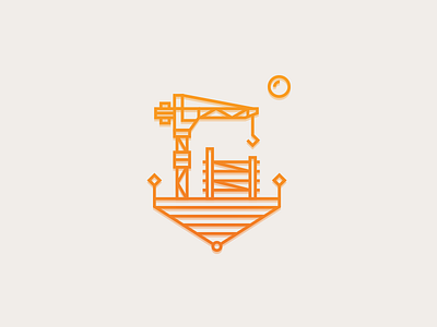 Little Site crane icon lines orange site