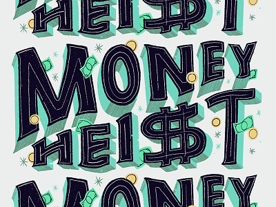 Money Heist hesit letter lettering money procreate type typography