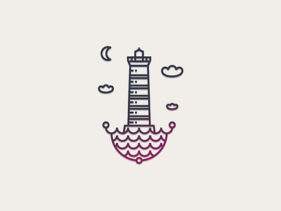 Little Lighthouse icon lighthouse lines purple sea