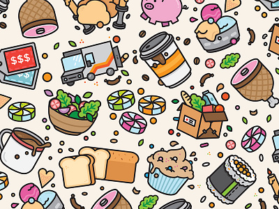 Grocery Run Wallpaper food grocery icons patterm run wallpaper