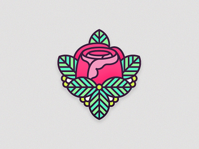 Amongst Thorns badge colour illustration line rose