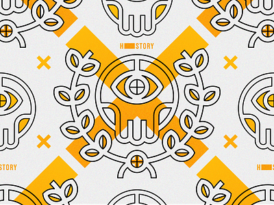 History cross flat illustration pattern skulls type