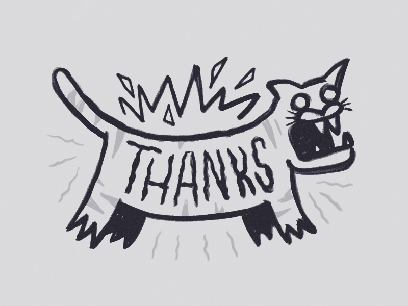 THANKS drawn gif hand loop rough texture thanks tiger