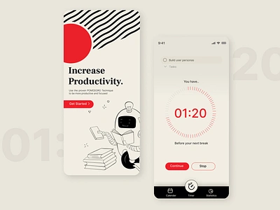 Countdown Pomodoro Timmer #DailyUI app branding countdown daily daily ui dailyui design geometric graphic design illustration logo minimal modern pomodoro product timer typography ui ux vector