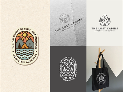 The Lost Cabins of Petit Jean Mountain_emblem branding design graphic design illustration logo typography vector