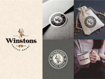 WINSTONS COFFEE HOUSE_EMBLEM branding design graphic design illustration logo typography vector