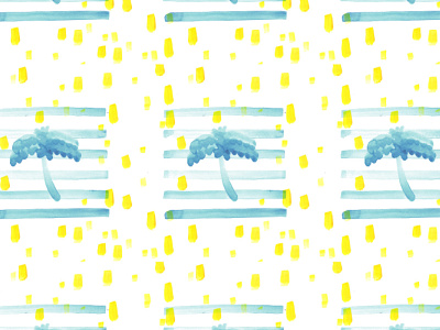 Stripes, dots and palm trees pattern
