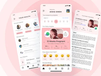 Pregafy - Pregnancy Tracker App UI app ui baby app ui design design inspiration mobile app ui mobile app ui design mobile design mobile ui mobile ui design preagnancy ui pregafy pregnancy tracker pregnant mom rushabh koradia rushabh ui ui ui design ui inspiration unique design ux.rushabh