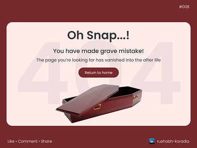 DailyUI 008 - 404 Page not found 008 404 error 404 error grave ui 404 error page ui design 404 page not found 404 page not found ui dailyui design design inspiration error 404 error 404 coffin ui design page not found ui design rushabh koradia rushabh ui ui ui design ui inspiration ui trends ux.rushabh web ui design