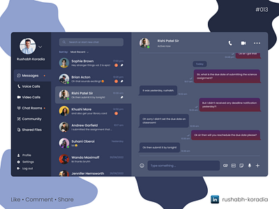 Daily UI 013 - Direct Messaging chatting app ui design daily ui day 13 dailyui dark mode ui day 13 daily ui design design inspiration direct messaging ui latest ui trends notification rushabh koradia rushabh ui ui ui design ui inspiration ui trends uxrushabh web ui web ui design website ui