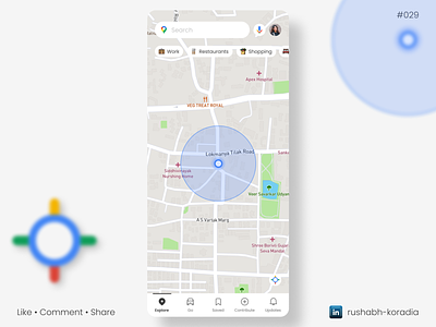 DailyUI 029 - Map dailyui dailyui challenge dailyui day 29 dailyui map dailyuichallenge day 29 map ui design design inspiration google maps ui design location tracker ui location ui map ui design mobile ui design rushabh koradia rushabh ui track location ui ui design ui inspiration ux rushabh