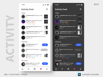 DailyUI 047 - Activity Feed