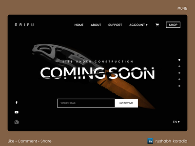 DailyUI 048 - Coming Soon coming soon coming soon dailyui coming soon ui daily ui challenge dailyui dailyui 48 dailyui challenge dailyui coming soon dailyui day 48 dark mode ui day 48 dailyui design design inspiration rushabh koradia rushabh ui ui ui design ui inspiration web ui website ui