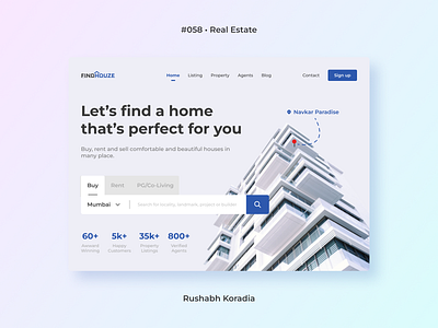 DailyUI 058 - Real Estate daily ui challenge dailyui dailyui 58 dailyui challenge dailyui day 58 dailyui design day 58 dailyui design inspiration dream home forsale home illustration investment property real estate real estate ui rushabh koradia ui ui design ui inspiration