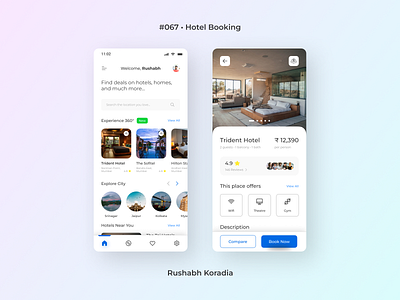 DailyUI 067 - Hotel Booking branding daily ui challenge dailyui dailyui challenge dailyui day 67 dailyui hotel booking day 67 dailyui design inspiration graphic design hotel booking 67 hotel booking ui illustration latest ui trends logo mobile ui mobile ui design rushabh koradia travel ui ui design ui inspiration