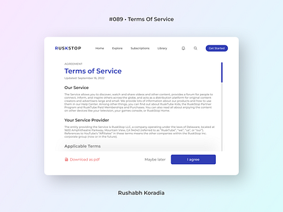 DailyUI 089 - Terms Of Service daily ui challenge dailyui dailyui 89 dailyui challenge dailyui day 89 dailyui terms of service day 89 dailyui design inspiration illustration logo policy privacy rushabh koradia terms of service terms of service 89 trademark ui design ui inspiration web ui website ui