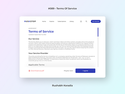 DailyUI 089 - Terms Of Service