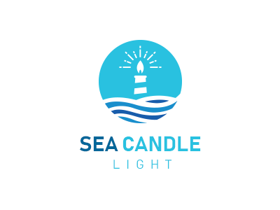 Sea Candle Light Logo abstract brand candle company highthouse light logo marine ocean sea simple vector