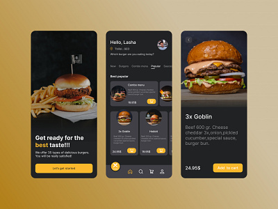 Burgers - Food app app design ui ux