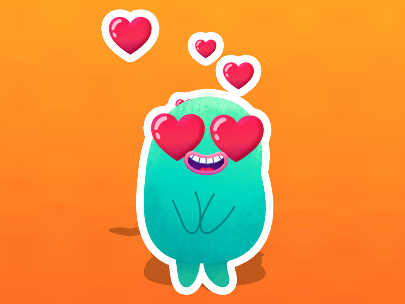 Bean Sticker Pack - Wait Love 2d animation after effects animation bean sticker pack cartoon character design funny happy illustration spine