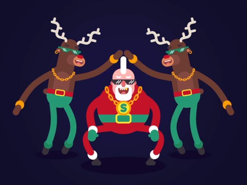 Hi Dribbble And Happy New Year. 2d animation after effects animation bad santa characters flat gif happy new year illustration motion graphics vector art